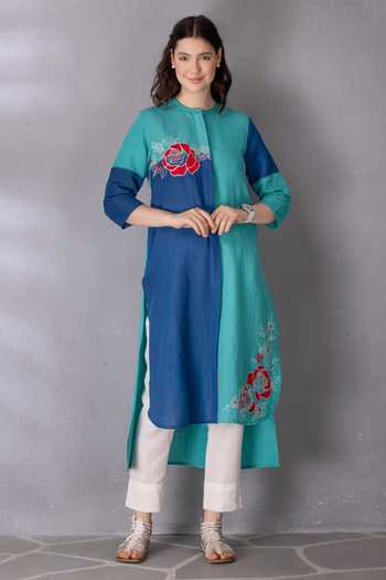 Tanu Malhotra High Low Colour Block Tunic & Pant Set 