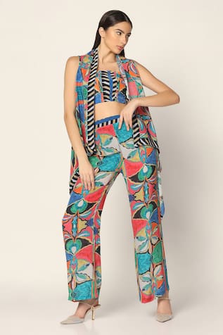 Flower Print Jacket & Pant Set 