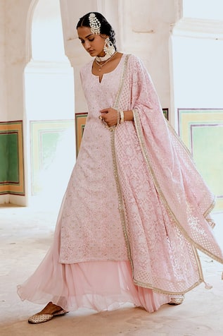 KARAJ JAIPUR Embroidered Kurta Gharara Set 