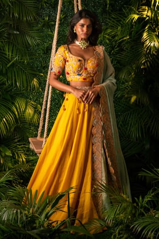 Pallavi Poddar Ganga Waistband Embroidered Lehenga Set 