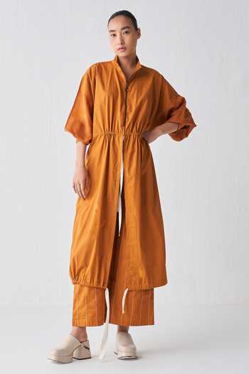 Three Drawstring Detailed Tunic & Broad Pant Set 