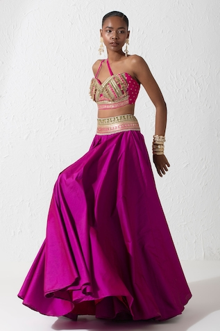 Rishi & Vibhuti One Shoulder Bralette & Skirt Set