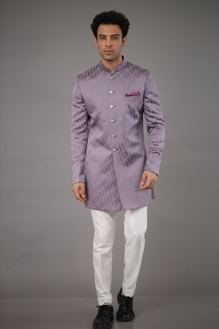Para Band Collar Short Sherwani & Pant Set