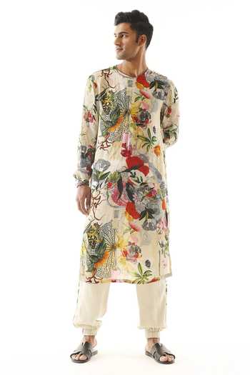 Mahima Mahajan Flower & Butterfly Print Kura With Pant 