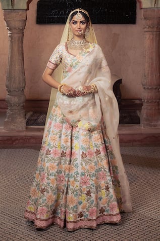 Show Shaa Floral Embroidered Bridal Lehenga Set 