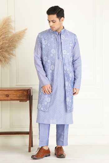 Priyanka Jain Lavender Floral Embroidered Bundi Set 