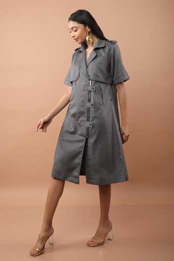 Veera Wear Somber Lapel Collar Dress 