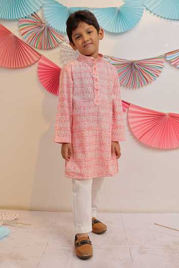 Tiny Colour Cotton Candy Floral Kurta With Pyjama 