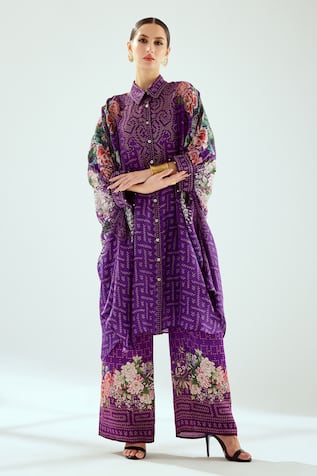 Rajdeep Ranawat Kamara Silk Floral Pattern Shirt Tunic 