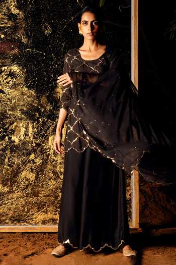 Gulaal Hand Embroidered Short Kurta Palazzo Set 