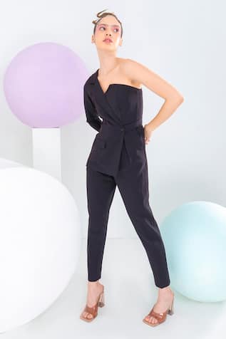 Pocketful Of Cherrie Solid Asymmetric Jumpsuit 