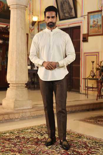 Raw & Rustic By Niti Bothra Mandarin Collar Straight Kurta Shirt 