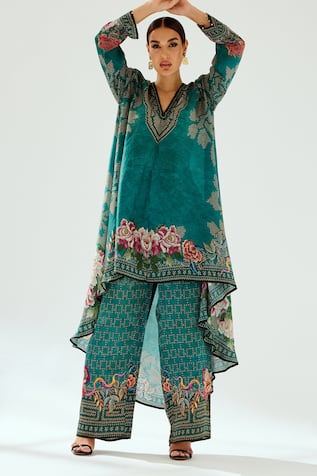 Rajdeep Ranawat Aarvi Silk Floral Pattern Tunic 