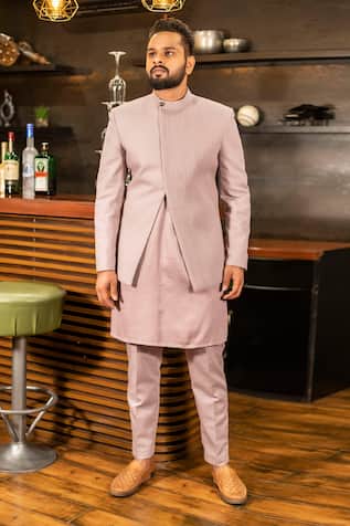 Pintuck Pattern Bandhgala Jacket & Kurta Set 