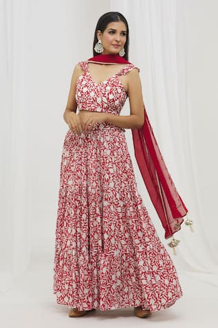 Yuvraani Jaipur Hand Block Print Lehenga Set 