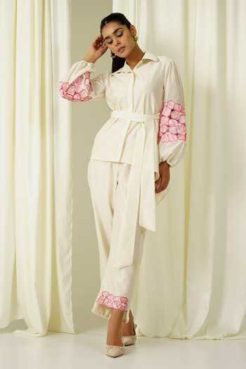 Sakshi Khetterpal Puffed Sleeve Chanderi Shirt & Pant Set 