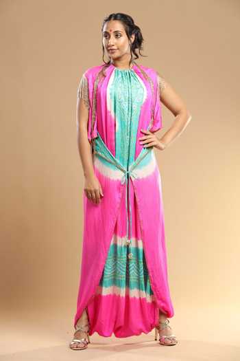 Etasha By Asha Jain Bandhani Pattern Embellished Jumpsuit 