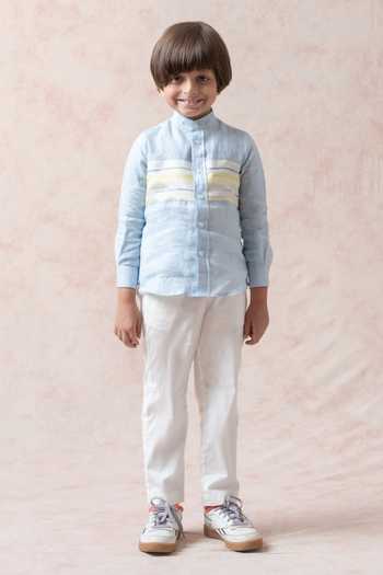 Thetaa Linen Stripe Panel Shirt 