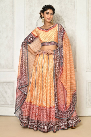 Nazaakat by Samara Singh Bandhani Print Lehenga Set