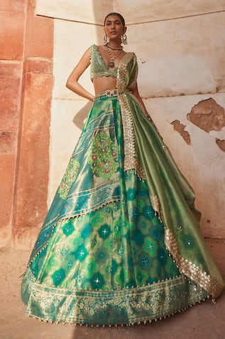 Aditi Gupta Quatrefoil Meenakari Work Lehenga Set 