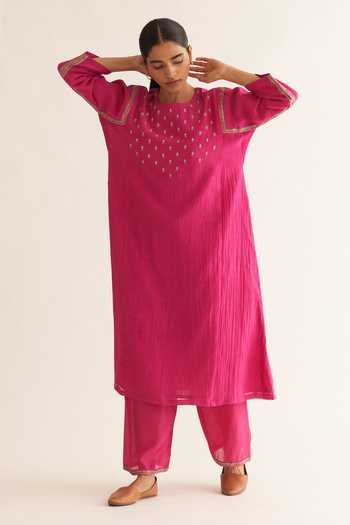 Dot Osha Chak Bagla Chanderi Kurta & Pant Set 
