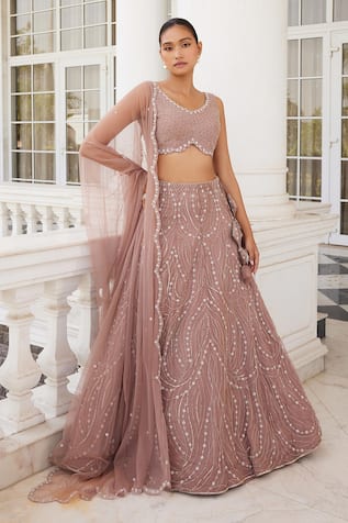 Charu and Vasundhara Selah Wave Pattern Lehenga Set 