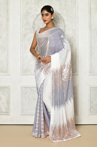 Rhua Chand white saree | Deval The Multi Designer Store