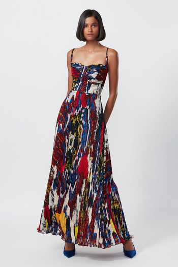 Saaksha & Kinni Abstract Floral Print Pleated Dress 