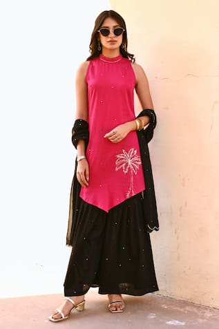 Hand Embroidered Kurta Sharara Set 