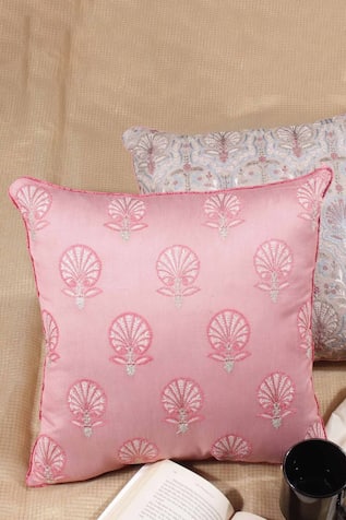Lotus Embroidered Cushion Cover - Set of 2 