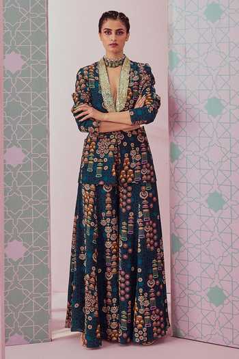Krisha Sunny Ramani Jhumka Print Blazer & Sharara Set 