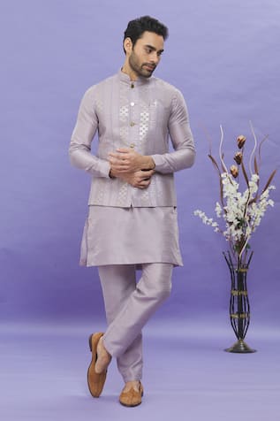 Arihant Rai Sinha Light Purple Geometric Print Bundi 