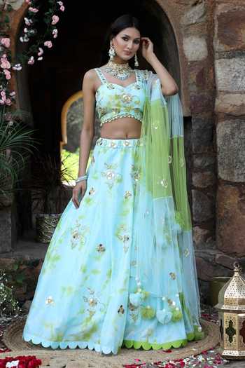 Nitisha Kashyap Official Floral Embroidered Uppada Silk Lehenga Set 