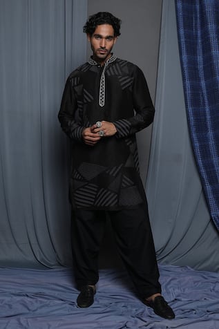 Tussar Stripe Print Kurta 