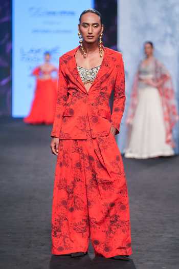 Bhumika Sharma Blossom Print Jacket & Flared Pant Set 