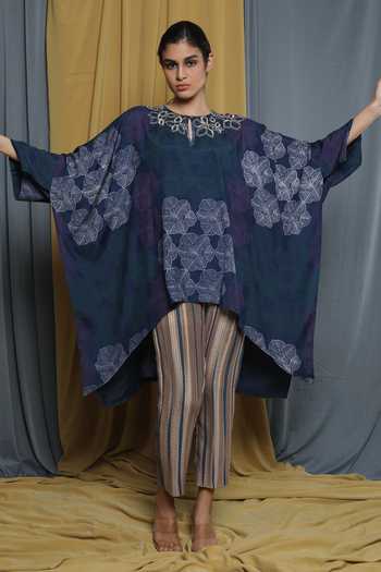 Krishna Mehta Floral Print Cape Tunic 
