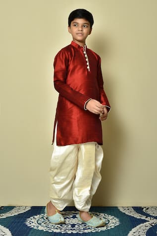 Solid Kurta & Beige Dhoti Pant Set 