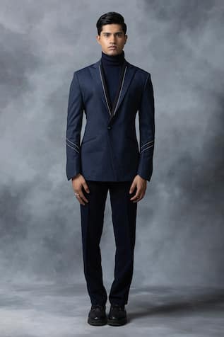 Tape Placket Embellished Blazer 