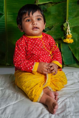 Printed Angrakha Kurta & Dhoti Pant Set 