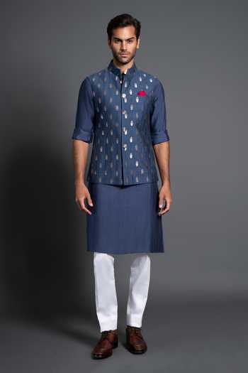 Raghavendra Rathore Jodhpur Floral Woven Kantha Work Waistcoat 