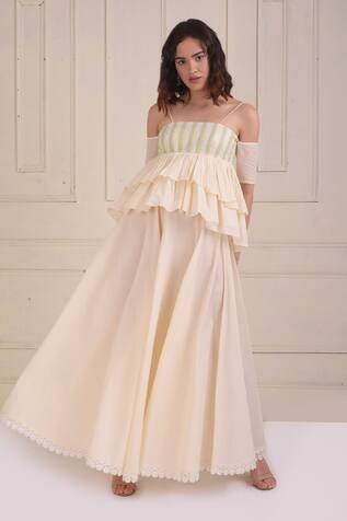 Shwetanga Organic Cotton Tiered Top & Sharara Set 