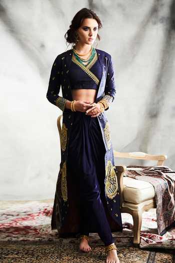 Tisha Saksena Kalka Embroidered Jacket Dhoti Pant Set 