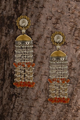 Tribal Pearl Tassel Jhumkas 