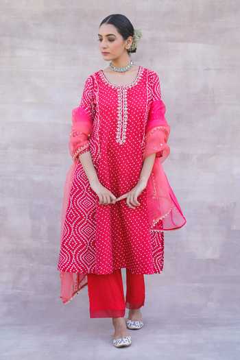 Label Mansi Nagdev Azal Chanderi Silk A-Line Kurta Set 