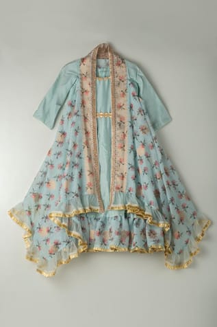 Shruti Jalan Anarkali With Floral Print Cape 