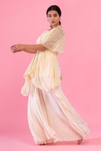 PIRI INDIA Embroidered Cape Palazzo Set 