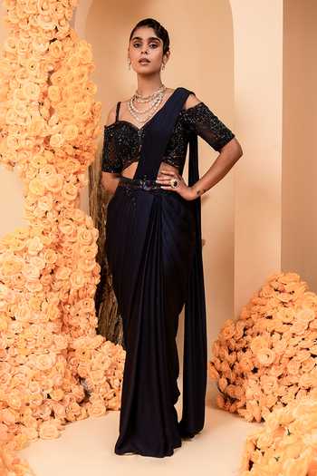 Adi By Aditya Khandelwl Pre-Draped Stitched Saree Set 