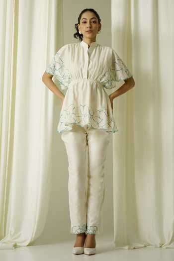 Sakshi Khetterpal Embroidered Chanderi Top & Pant Set 