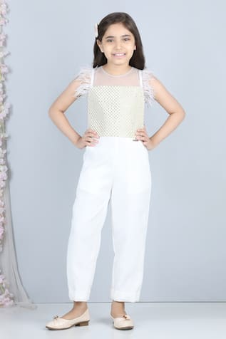 The Little Celebs Pearl Embellished Jumpsuit 