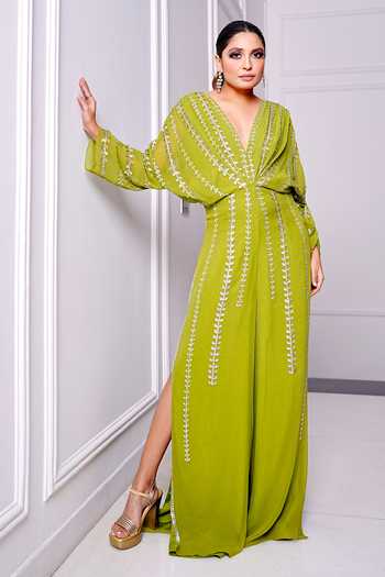 Amrta By Guneet Kondal Embroidered & Hand-Pleated Jumpsuit 